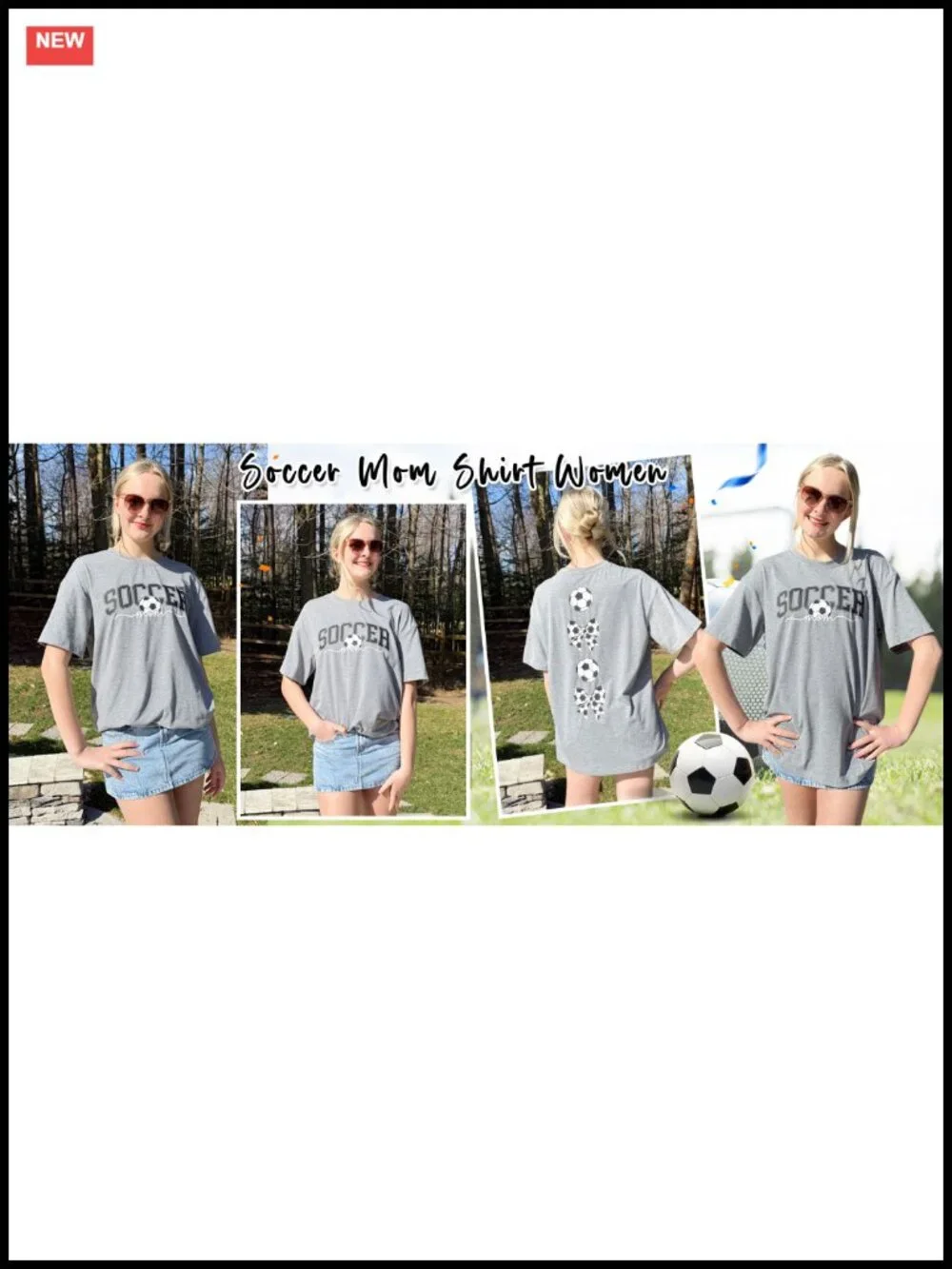 Oversized Soccer Mom Graphic Tee Short Sleeve T-Shirt Cotton Blend Gift